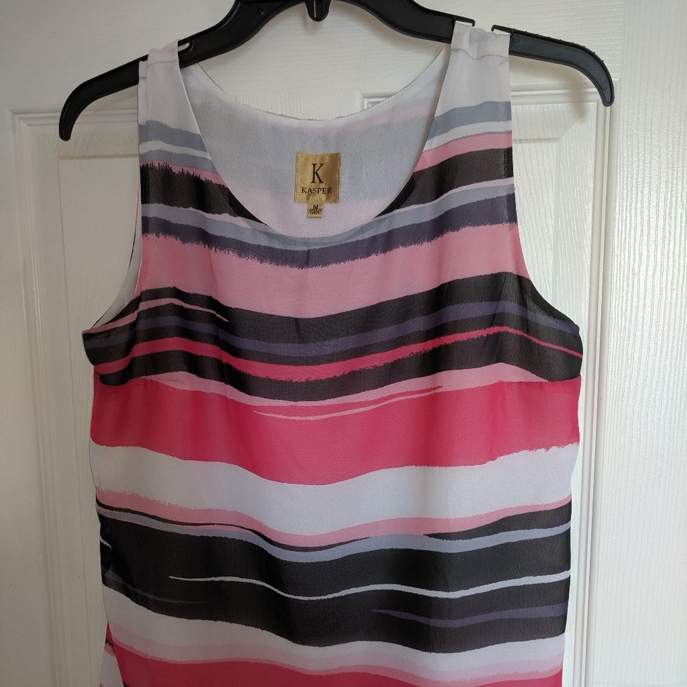 Womens Pink and Black Stripped Shell Top M